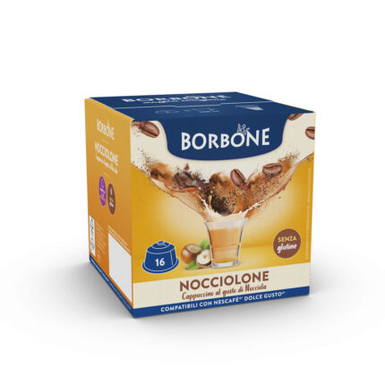 16 капсули Borbone Nocciolone за разтворима напитка с аромат на лешниково капучино